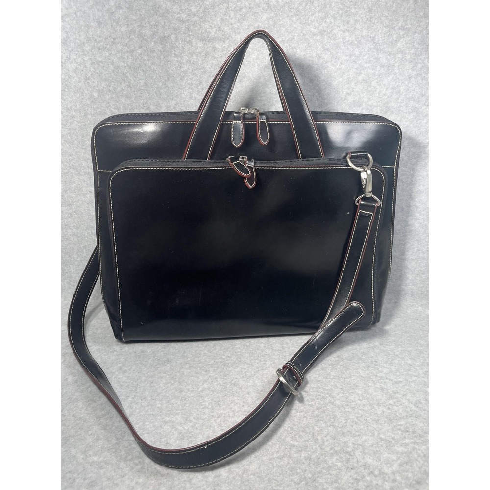 Laptop Briefcase Bag Faux Leather Large‎ Crossbody Strap Organizer Career Travel